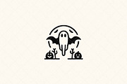 Spooky Ghost Emblem Halloween, a Seasonal Illustration by Vectorium Studio (Thumbnail 2 of 3)