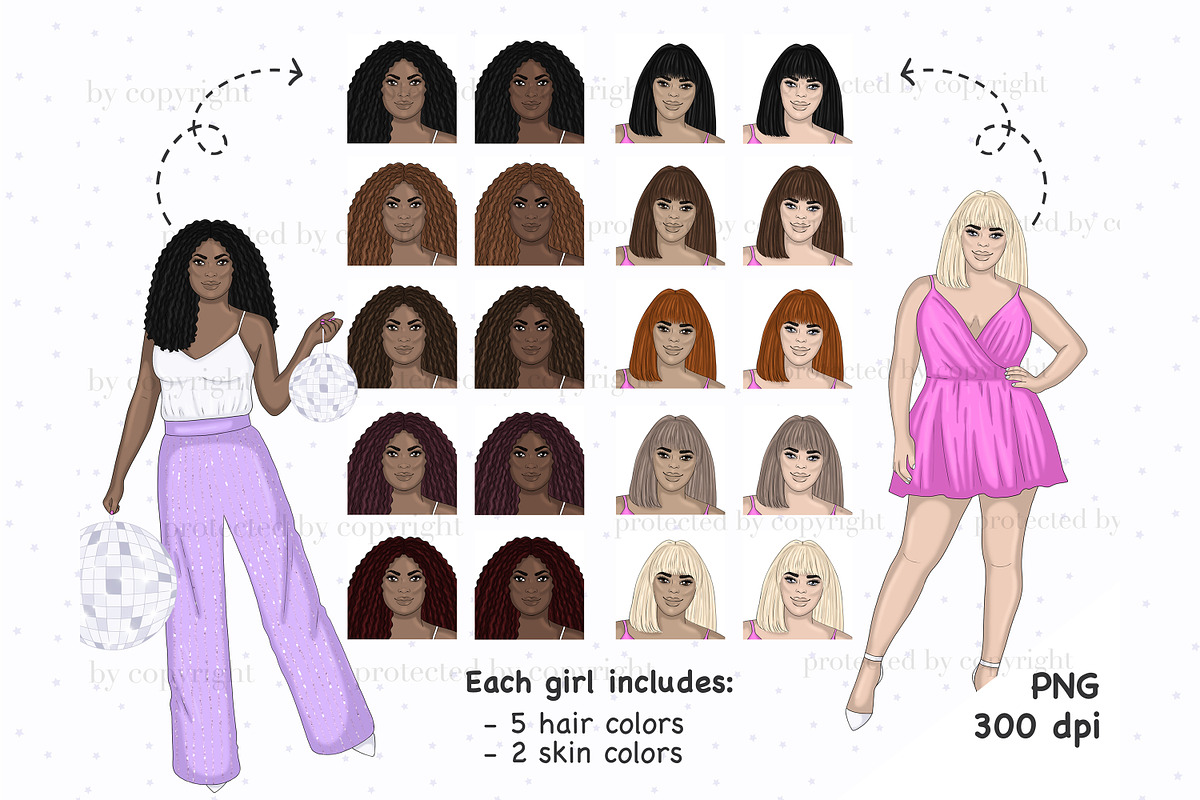 New Year Girls Clipart, a Person Illustration by GlamArtZhanna (Photo 3 of 4)