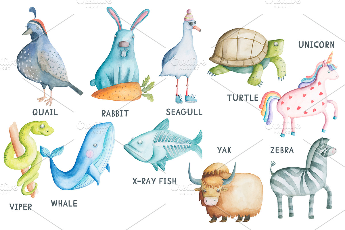 Watercolor Alphabet poster, cards, an Education Illustration by My watercolor shop (Photo 8 of 13)