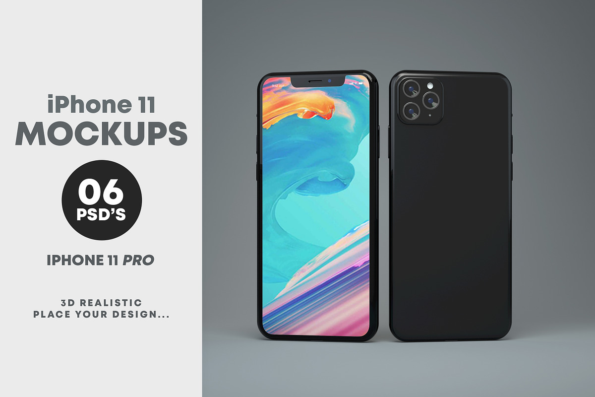 Set of iPhone 11 PRO Mockups, an iPhone Mockup by StyleMockups (Photo 8 of 13)