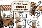 Coffee Lover Coloring Printable PDF, a Food Illustration by Image for Sale (Thumbnail 1 of 3)