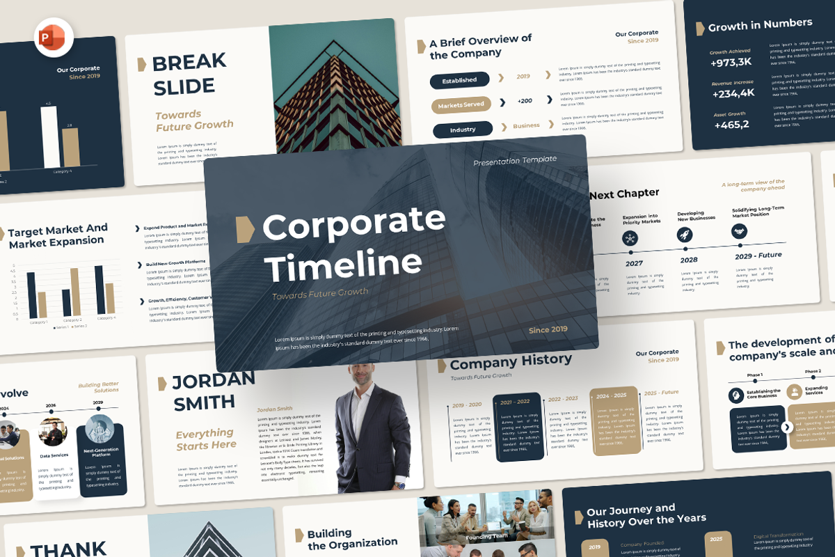 Corporate Timeline PowerPoint, a Presentation Template by QR Design Studio (Photo 1 of 3)