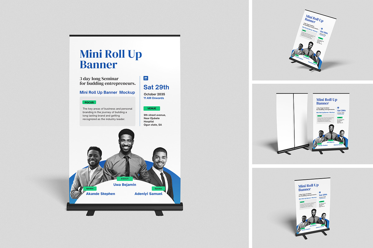 Mini Roll Up Banner Mockup, an Advertising Mockup by swsi-studio (Photo 1 of 5)