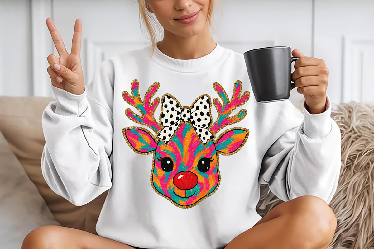 Brushstroke Reindeer Face Sublimatio, a Seasonal Illustration by YA Design (Photo 3 of 4)