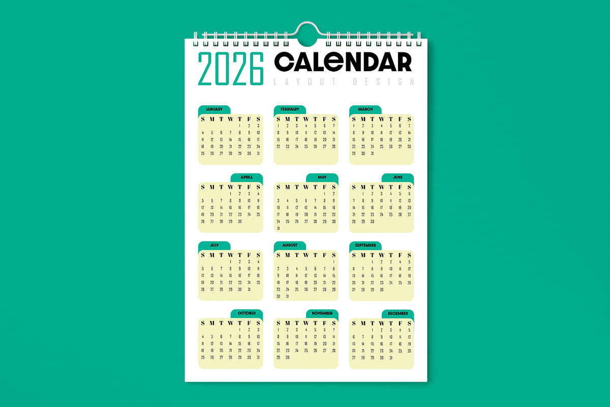 2026 Calendar Template, a Stationery Template by MightyDesign (Photo 1 of 6)