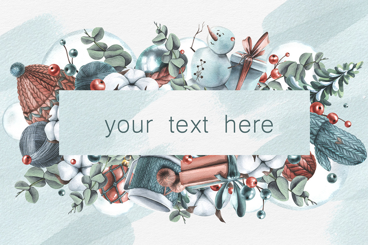 Cozy Winter Watercolor Frames, a Marketing Template by NATASHA CHU (Photo 4 of 5)