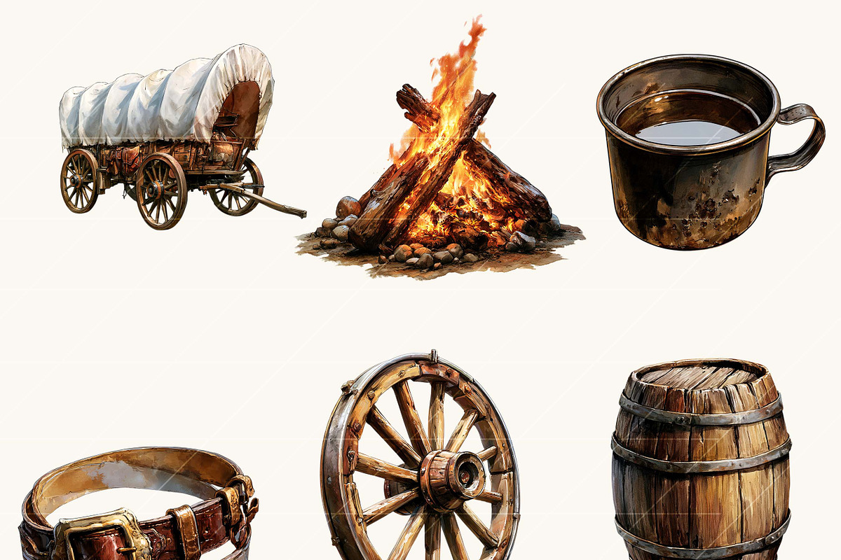 Watercolor Western Clipart Bundle, an Object Illustration by BusyDaydesign (Photo 6 of 9)