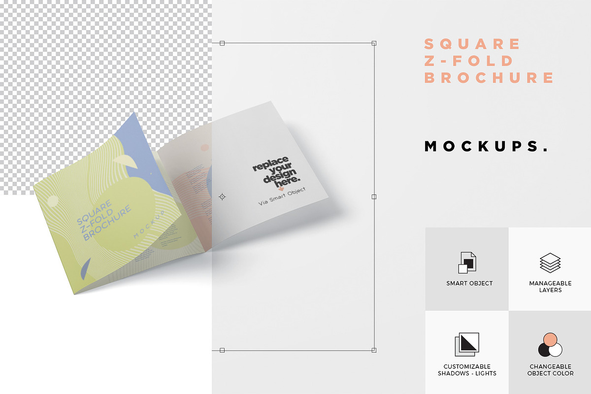 Square Z-Fold Brochure Mockup, a Product Mockup by GfxFoundry
