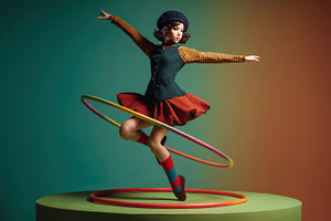 Indoor girl with hula hoops, a Photo by Beautiful things