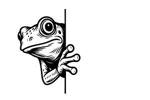 Charming vector of a frog peeking, an Animal Illustration by yod67