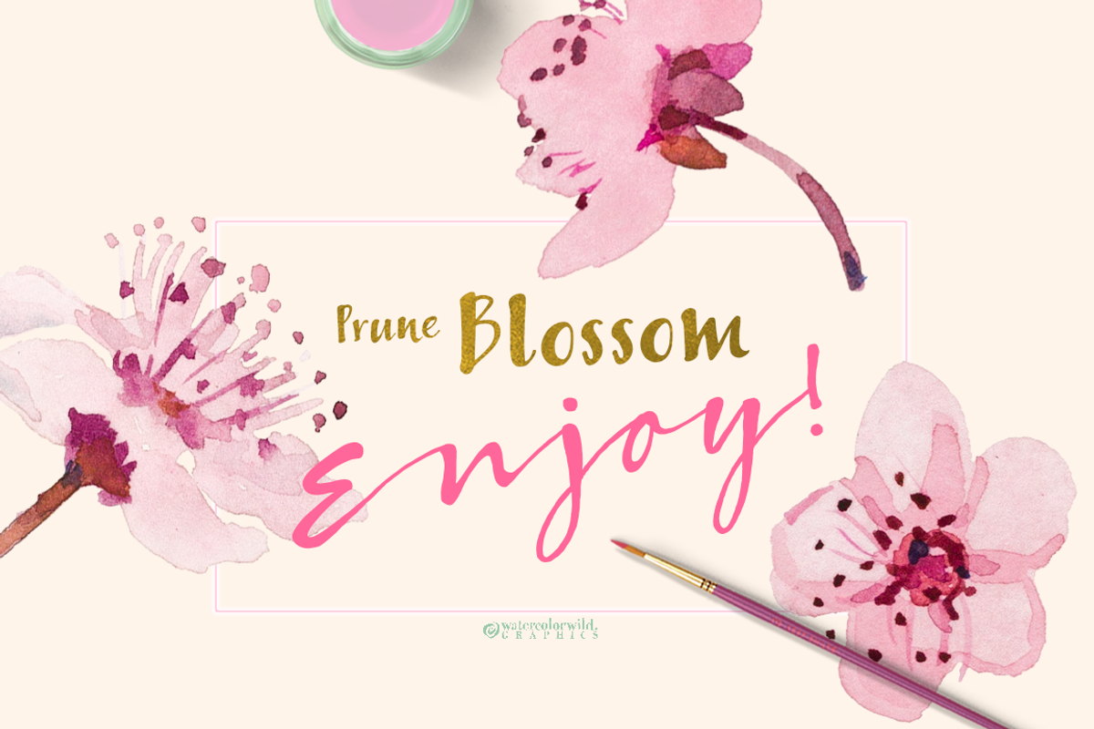 Prune Blossom - Wedding Clipart set, an Illustration by watercolorwild.graphics (Photo 6 of 6)