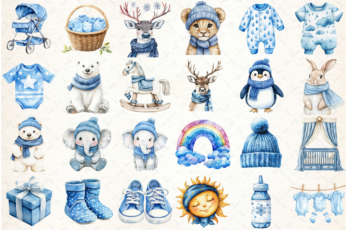Baby’s 1st Blue Christmas Clipart, an Illustration by Libby Wishes (Photo 2 of 7)