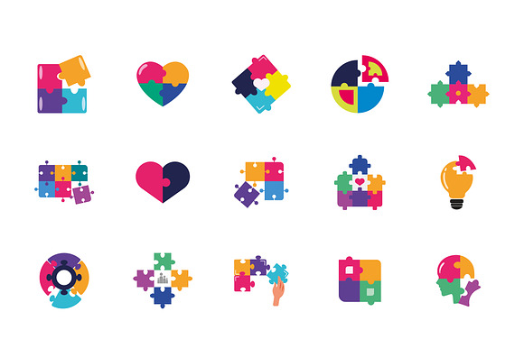 Colorful Puzzle Icons Set preview 4