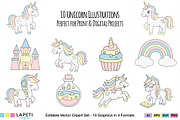 Pastel Unicorn Clipart Set, an Animal Illustration by Lapeticrafter (Thumbnail 8 of 8)