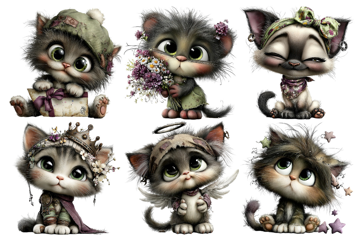 Whimsical Cat Clipart, an Illustration by Pixels.Craft (Photo 6 of 6)