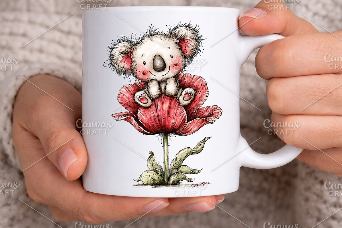 Whimsical Spring Koala Clipart PNG, an Illustration by Canvas Craft (Photo 6 of 7)