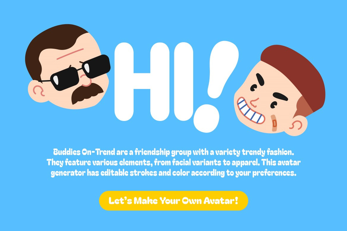 5 Buddies On Trend Avatar Generator, a Person Illustration by graphicook (Photo 2 of 9)