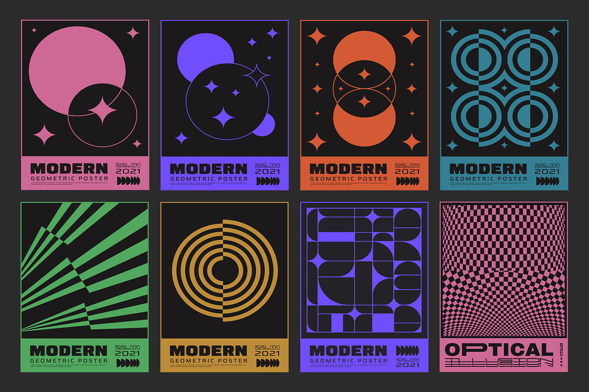 80 MODERN GEOMETRIC VECTOR POSTERS, a Texture Graphic by craftlove (Photo 8 of 14)
