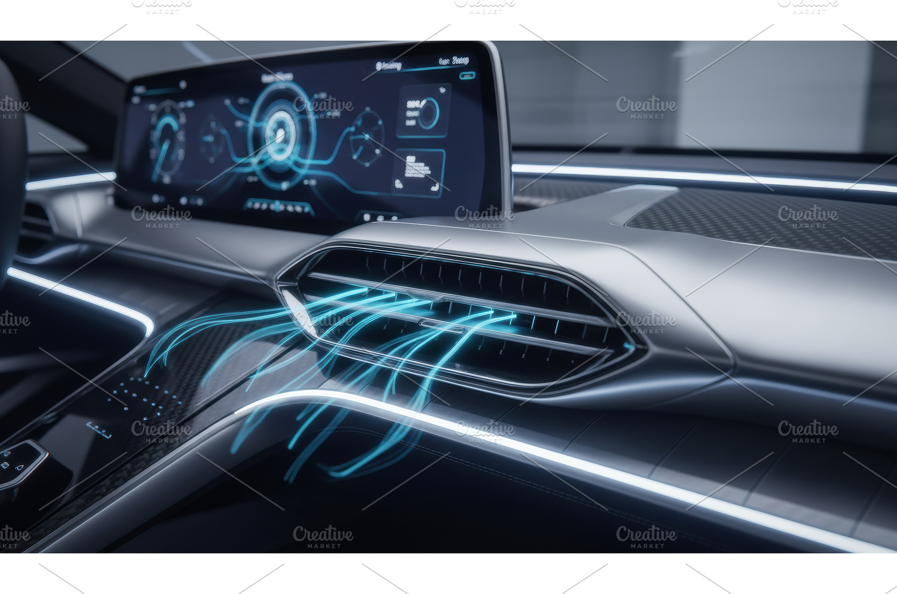 Close up of futuristic car dashboard, a Technology Photo by Igor Tichonow
