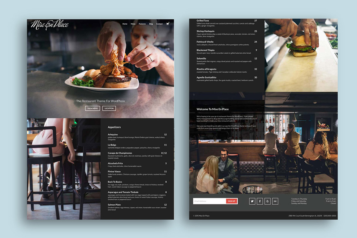 Mise En Place Restaurant WP Theme, a WordPress Template by Organized Themes (Photo 2 of 5)