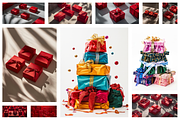 86 Gift boxes with ribbons and bows, a Holiday Photo by Handmadefont (Thumbnail 2 of 90)