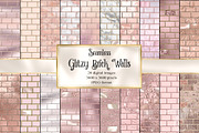 Glitzy Brick Walls Digital Paper, a Texture Graphic by Digital Curio (Thumbnail 1 of 8)