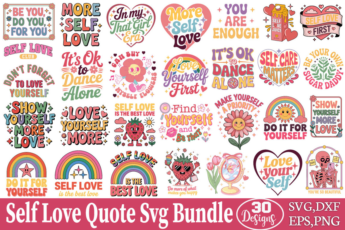 Self Love Quote SVG Bundle, an Object Graphic by DollarSmart (Photo 1 of 4)