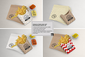 Fries Box Condiments Set Mockup