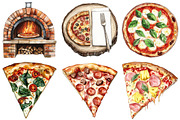 Watercolor Pizza Store Clipart, an Illustration by Craft Nest (Thumbnail 5 of 6)