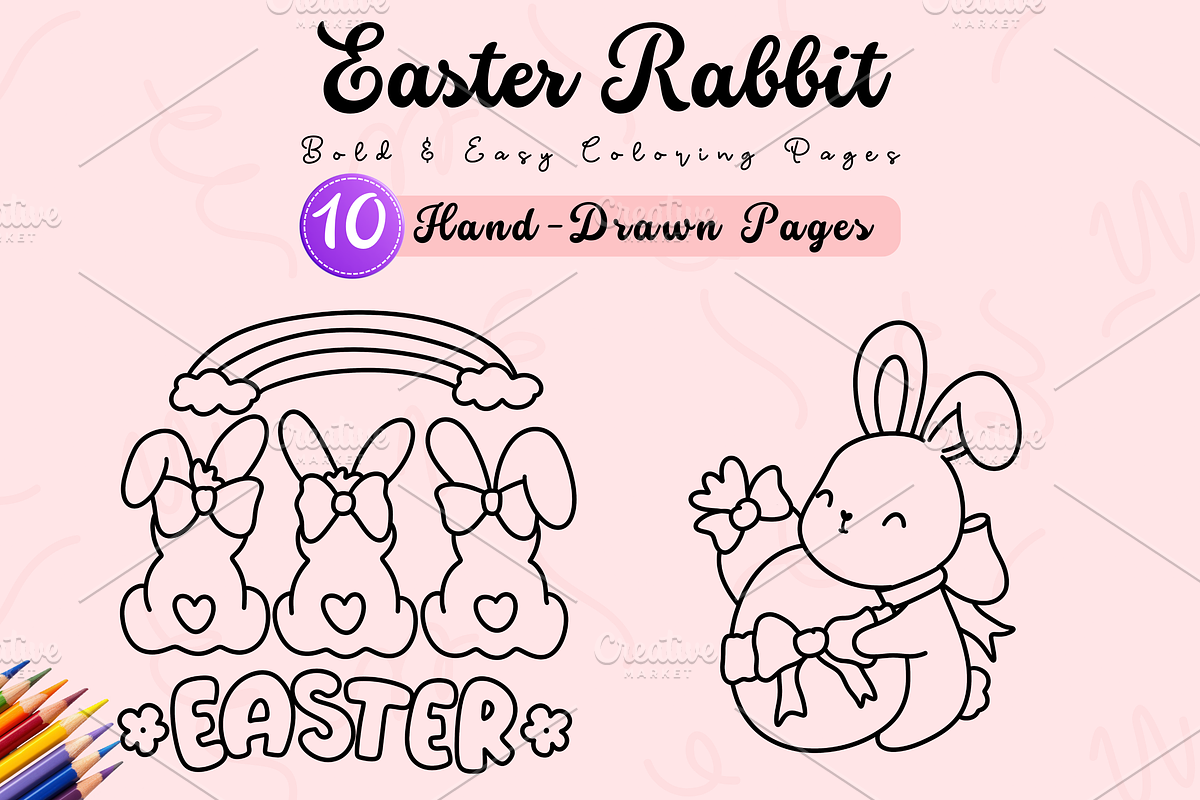 Bold & Easy Easter Rabbit Coloring, a Seasonal Illustration by Neon Studio (Photo 1 of 4)