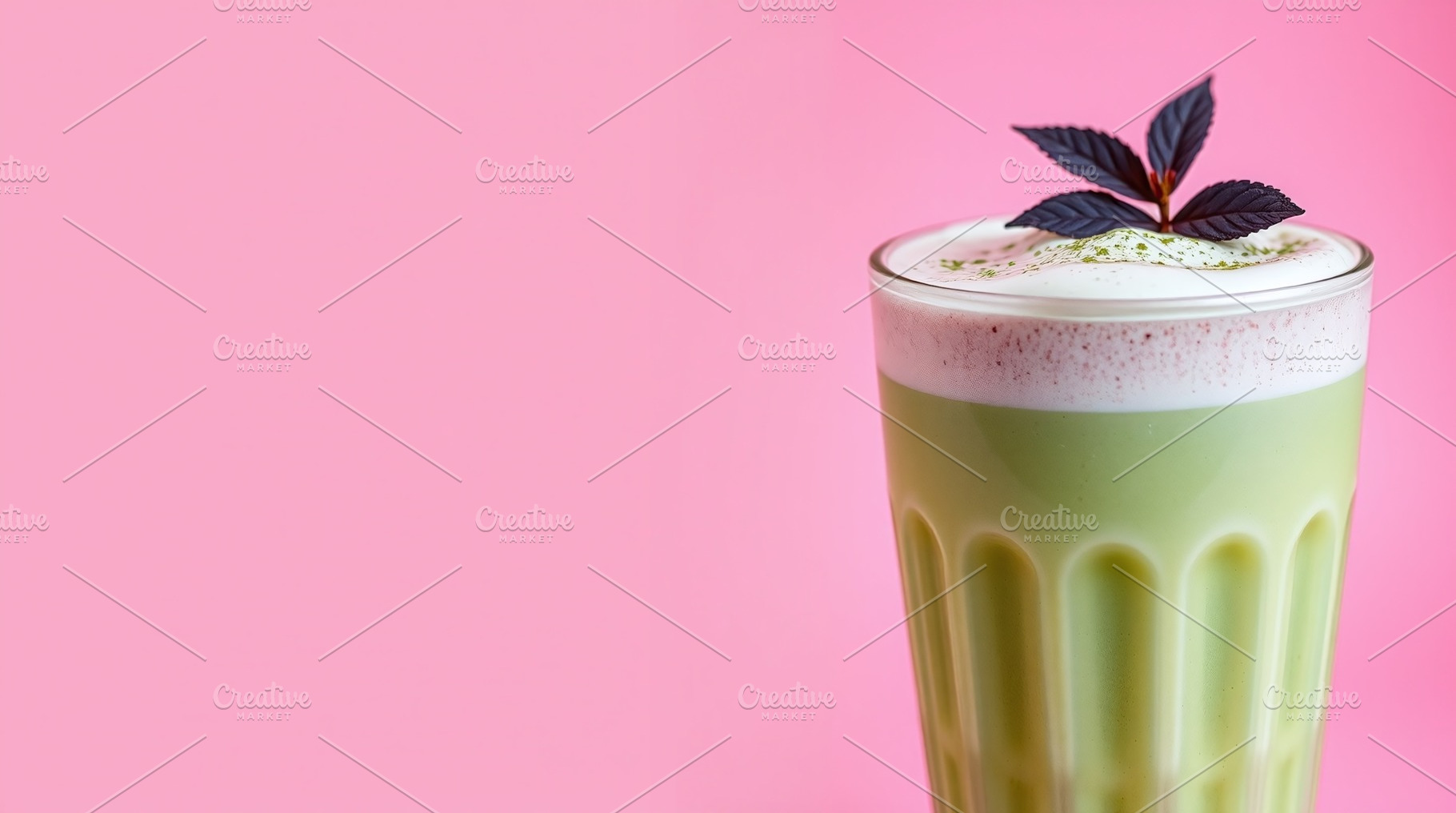 glass of green matcha latte, a Food & Drink Photo by Bunny's Little Shop
