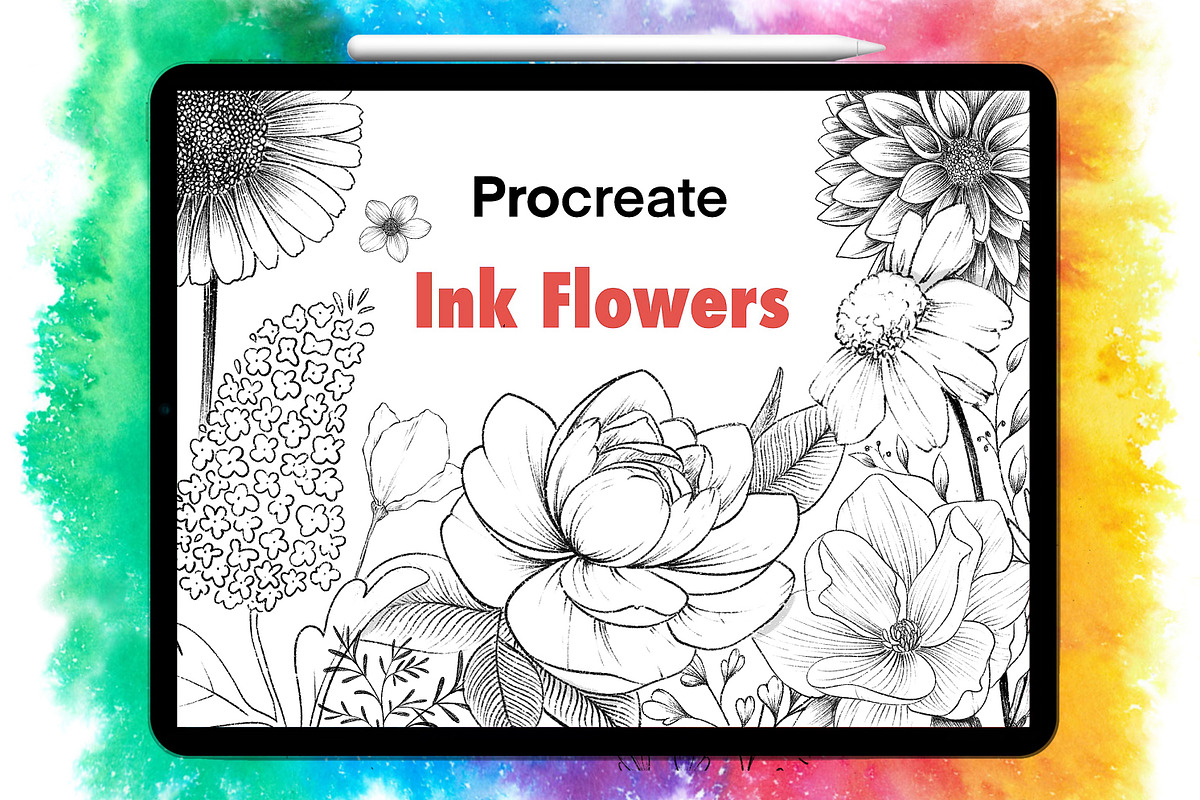 Ink Flowers - Tattoo Lineart Florals, a Brush Add-On by buntegalerie (Photo 1 of 3)