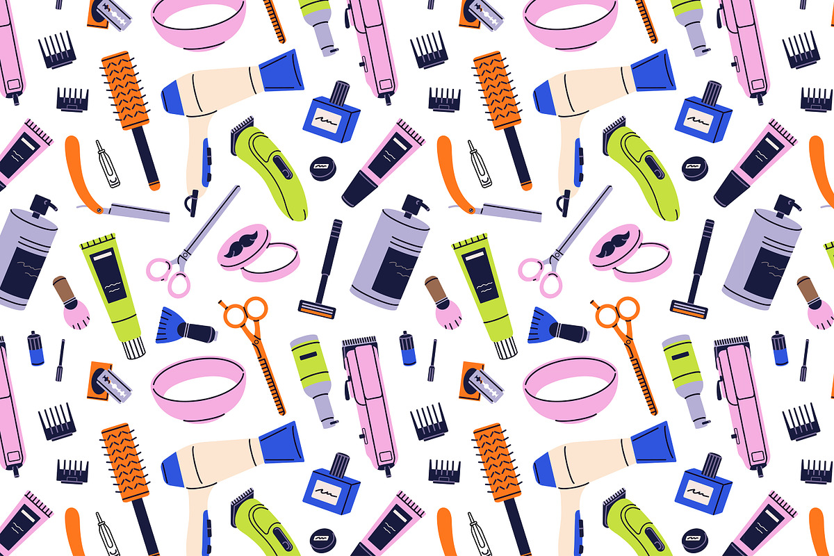 Barbers' equipment set, backgrounds, an Object Illustration by PaperTrident (Photo 5 of 5)