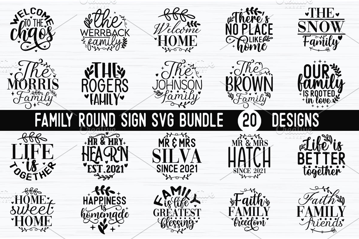 Family Round Sign SVG Bundle, a Graphic by akazaddesign (Photo 1 of 8)