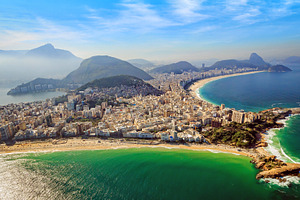 Aerial view of famous copacabana bea containing rio, janeiro, and de