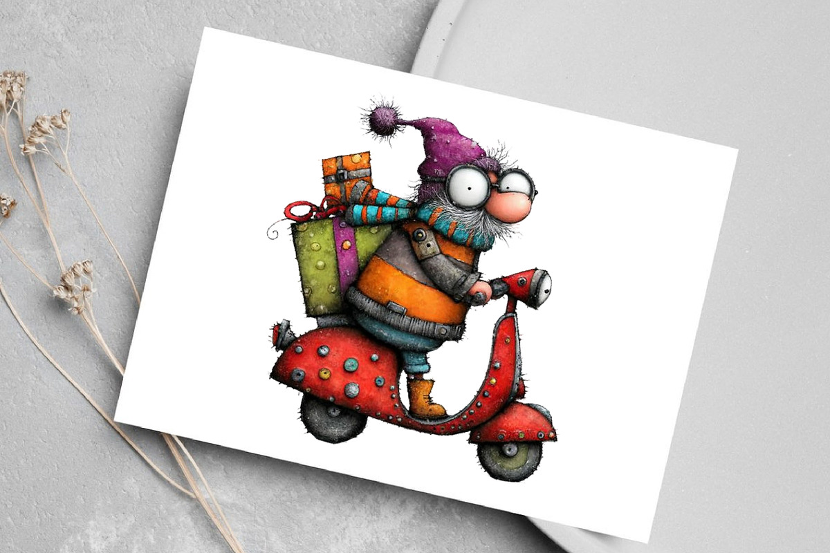 Watercolor Quirky Santa Clipart, an Illustration by Canvas Craft (Photo 5 of 7)