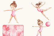 Watercolor Cute Gymnastic Clipart, a Person Illustration by SparkyDesignsUS (Thumbnail 5 of 9)