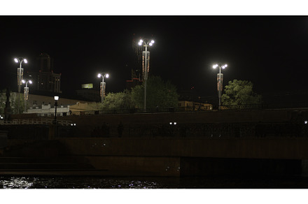 Evening city. Stock footage. A dark, an Architecture Photo by Media Whale Stock
