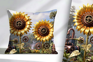Mechanical Sunflowers, a Work Illustration by Sharon Schwalbe