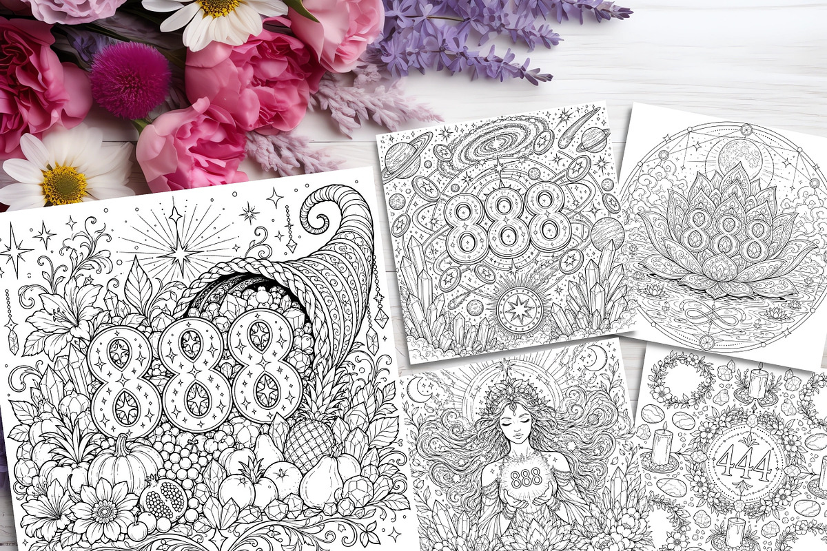Starseed Angel Number Coloring Pages, a Brochure Template by LA Design (Photo 7 of 10)