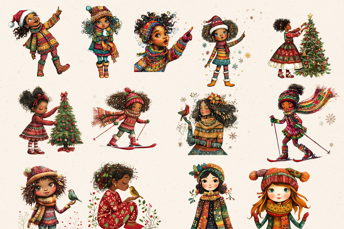 CHRISTMAS FOLK GIRL CLIPART, a Person Illustration by Daring Digies (Photo 4 of 8)