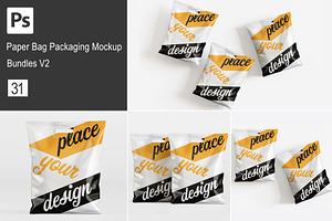 Paper bag white color mockup bundles