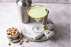 Pistachio creamy coctail martini or, a Food & Drink Photo by Yulia Furman