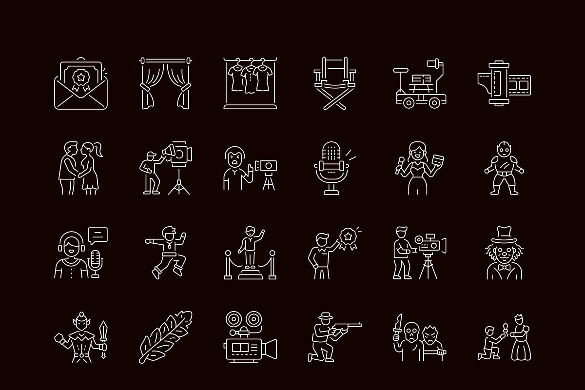 Movie Icon Art Set, an Outline Icon by Prosymbols (Photo 7 of 8)