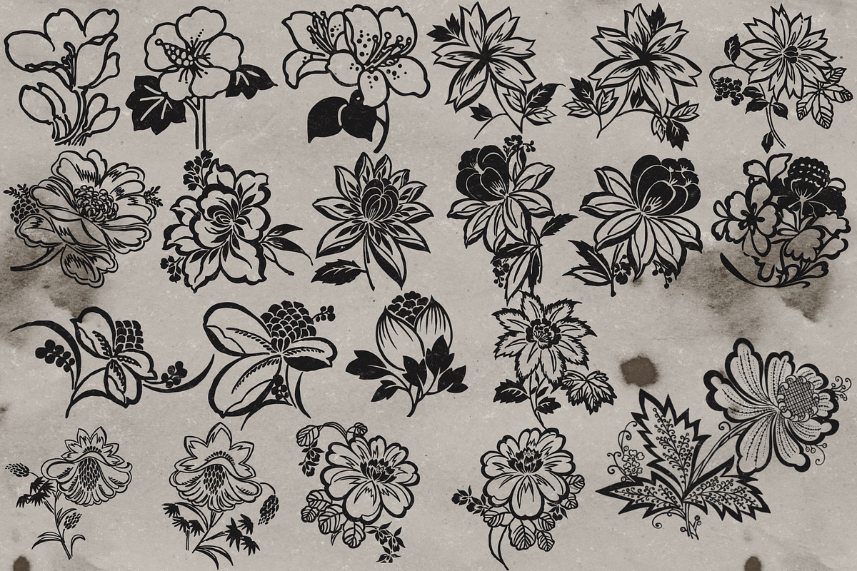 Retro style flower stamps Procreate, a Brush Add-On by TheWhiteCatLab (Photo 5 of 5)