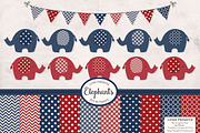 Americana Elephant Clipart & Papers, an Illustration by Amanda Ilkov (Thumbnail 1 of 3)