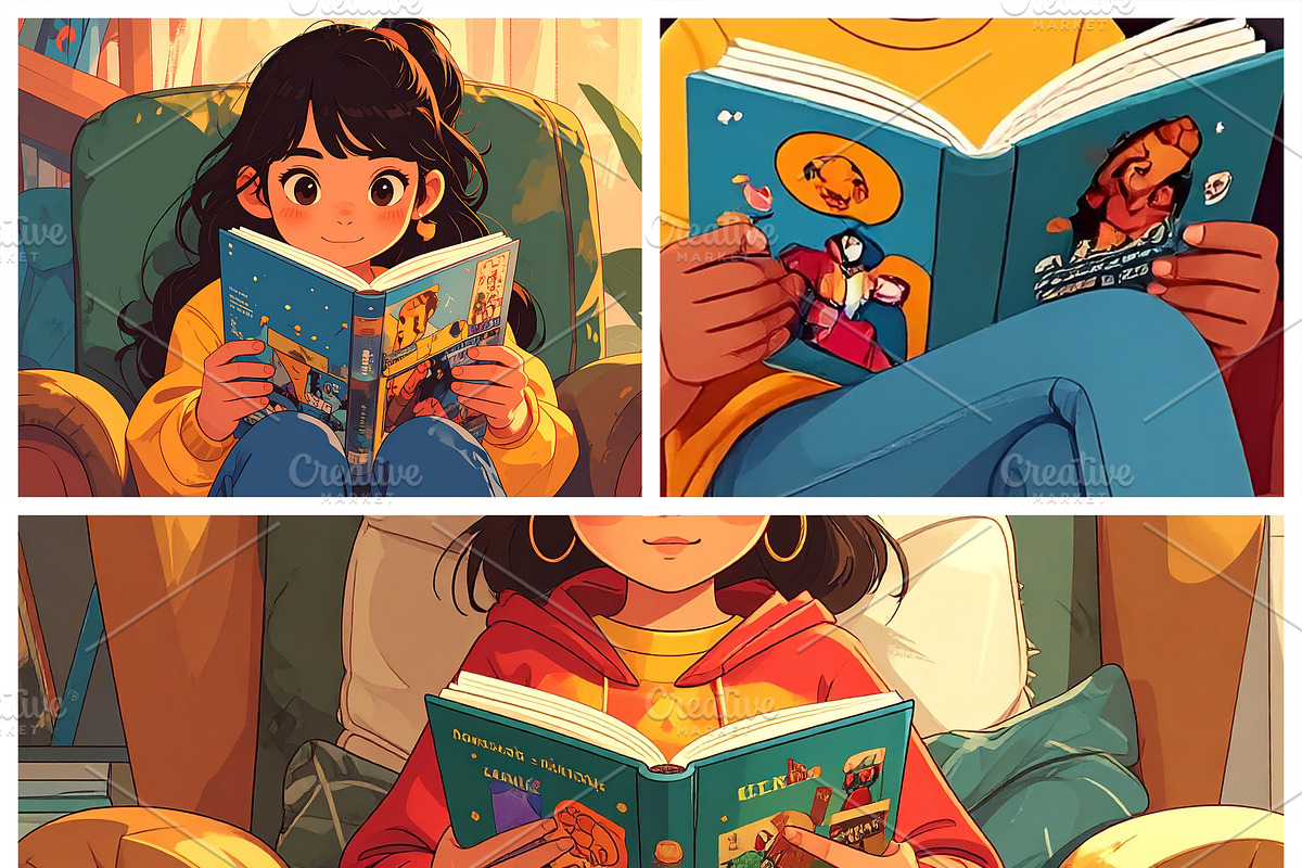A girl reading conceptual illustration collage composition, a Person Illustration by DanFLCreativo