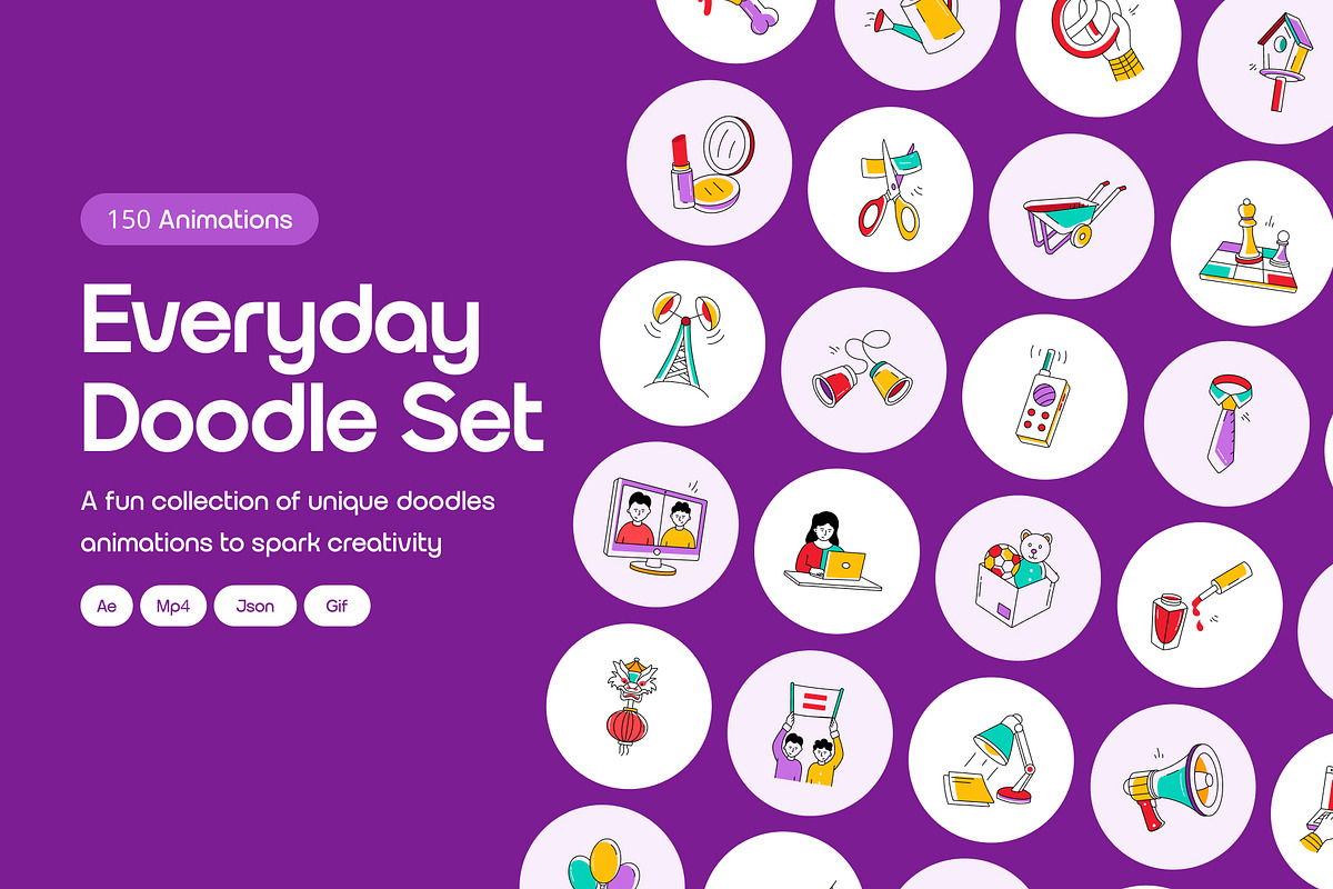 Animated Everyday Doodle Icons, an Emoji Icon by Creative Stall (Photo 1 of 4)
