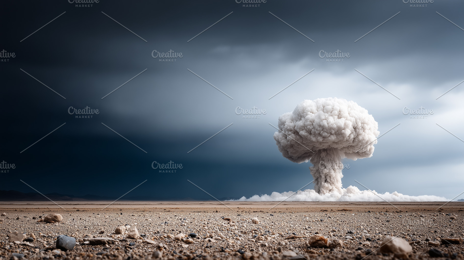 Large nuclear mushroom cloud rises, a Background Photo by MistyDay