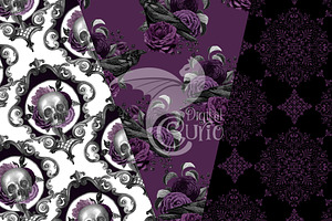 Purple Night Birds Digital Paper